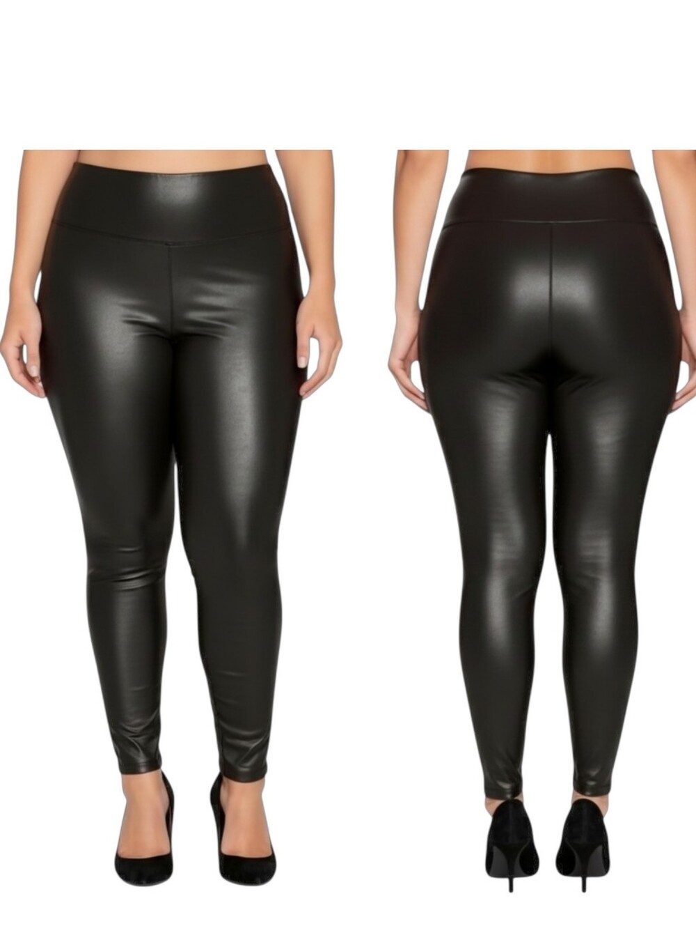 NWT Spanx Black Faux Leather High Waisted Compression Leggings- Plus Size 2X